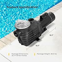 Vista 7 de VIVOHOME 2.5HP Bomba de piscina de doble voltaje, autocebante de alta elevación 78 pies, ahorro de energía DOE, conectores de 1.5" y 2" con cesta