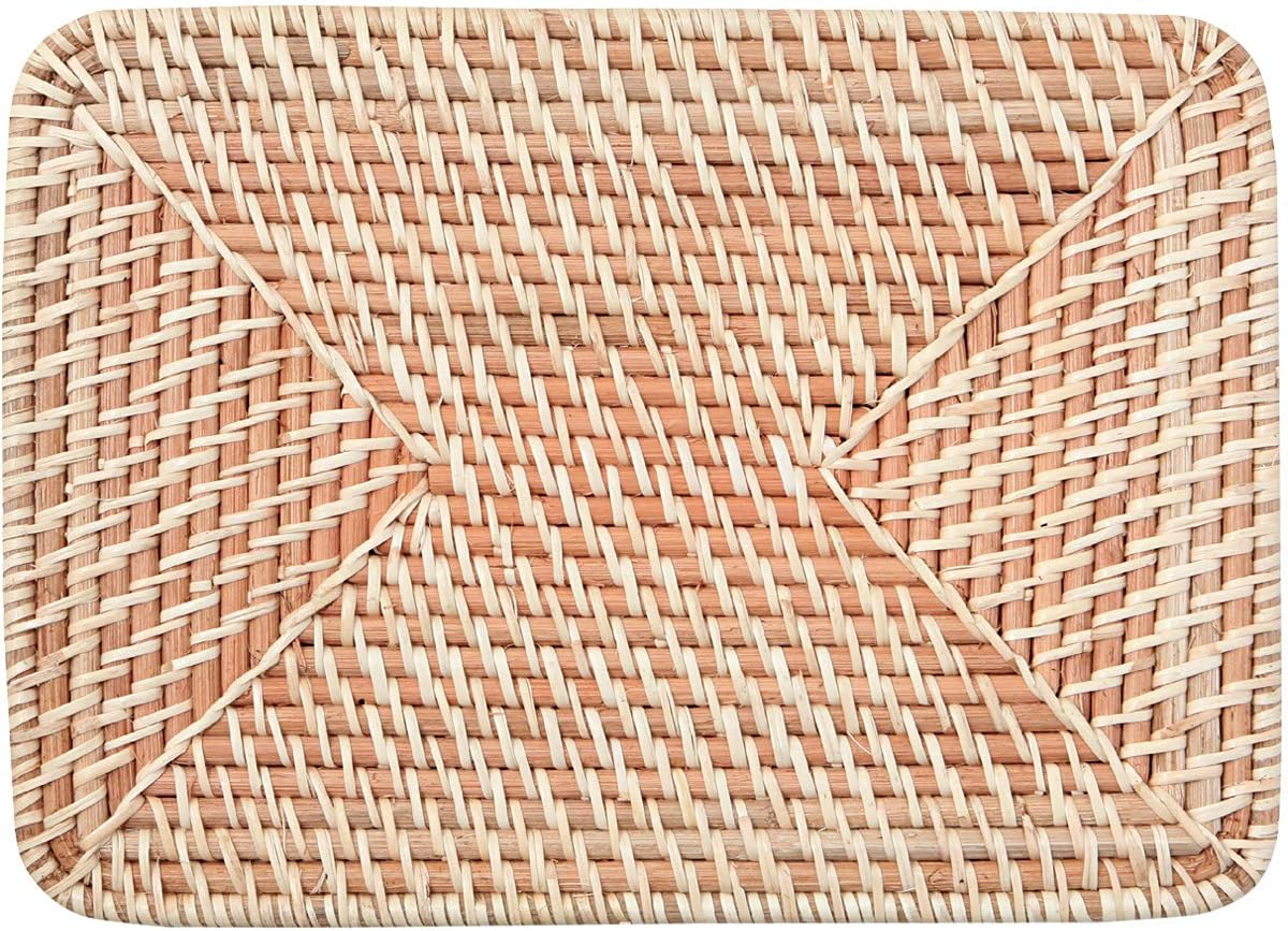 Muji Stackable Rattan Rectangular Basket with Handle, 15 cm Width x 22 cm Depth x 9 cm Height