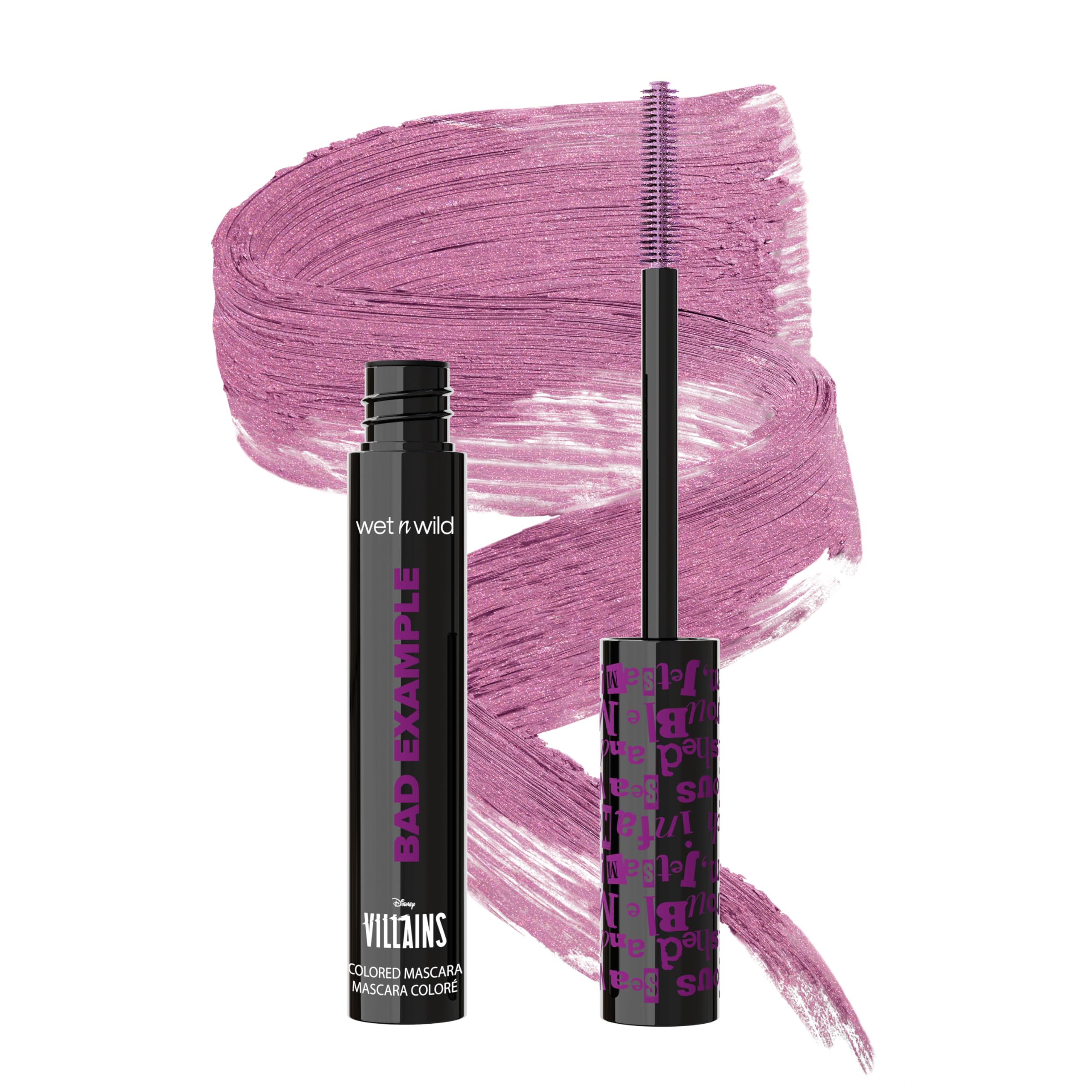 Wet n Wild x Disney Villains Bad Example Color Mascara, Volumizing & Lengthening Colored Lash Tint, Vibrant Pink - Cruella De Vil Inspired Makeup, All Sass