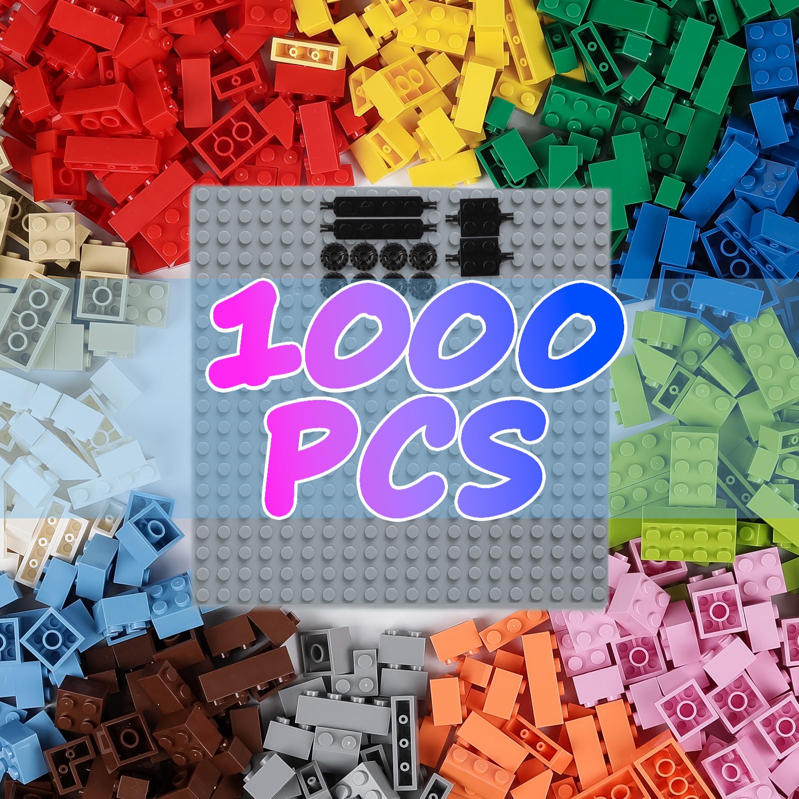 HUIZDQ Set di 1000 blocchi di costruzione classici, adatto per bambini e bambine a partire da 6 anni, compatibile con tutte le principali marche.
