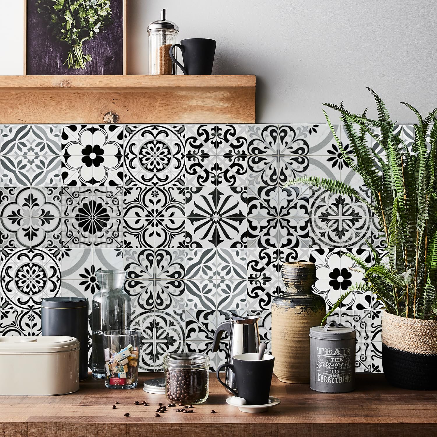 Tile Stickers for Kitchen 24 pcs Stick on Tiles Kitchen Bathroom Self