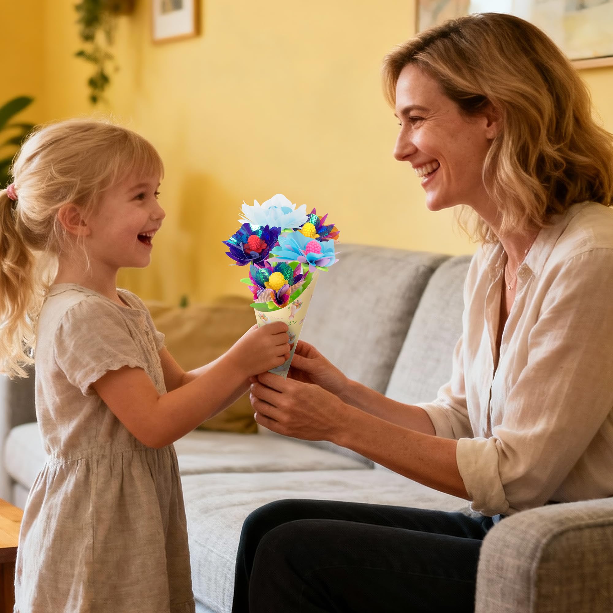 269 Stück Blumenpresse Bastelset mit Blumenmaschine Blumenkunstpapier, Kreatives DIY Schöne Stoffblumensträuße Blumen Spielzeug Kunsthandwerk für Mädchen Jungen Aktivitäten Geburtstagsgeschenk, Rosa