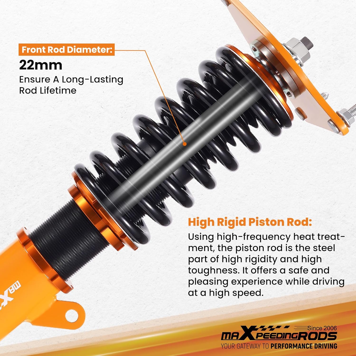 maXpeedingrods Coilovers for Mini Copper R50 R53 2001-2006, for Mini R52 Convertible 2004-2007, Height Adjustable Coilover Suspension Kit, Preset Damping Lowering Kit Gold