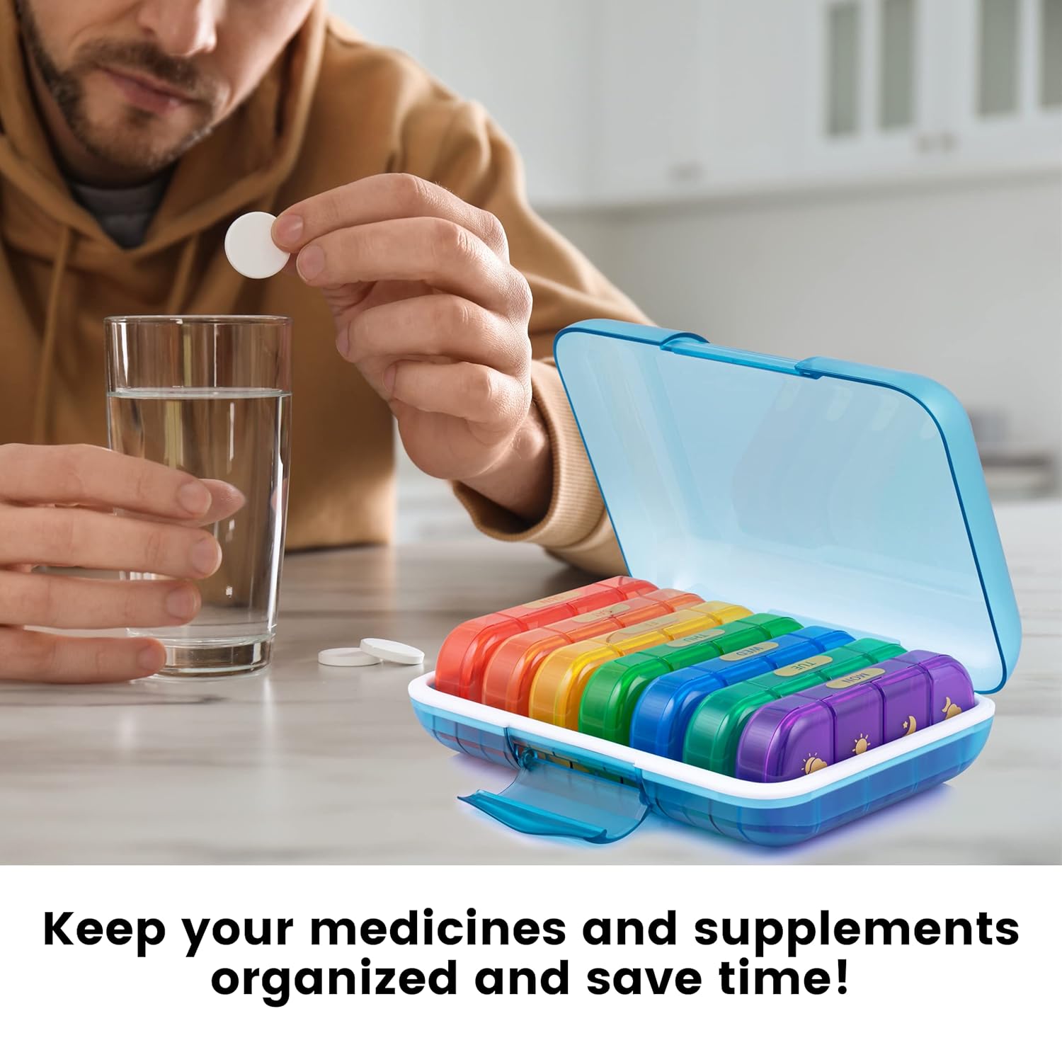 POPCUBE weekly pill organizer 4 times a day, Medicine organizer box| Medicine box, portable travel pill box weekly with large compartments moisture-proof pill case for vitamin, Medicine, pills, supplements (Mulitcolor-4 Compartment) POPCUBE weekly pill organizer 4 times a day, Medicine organizer box| Medicine box, portable travel pill box weekly with large compartments moisture-proof pill case for vitamin, Medicine, pills, supplements (Mulitcolor-4 Compartment)