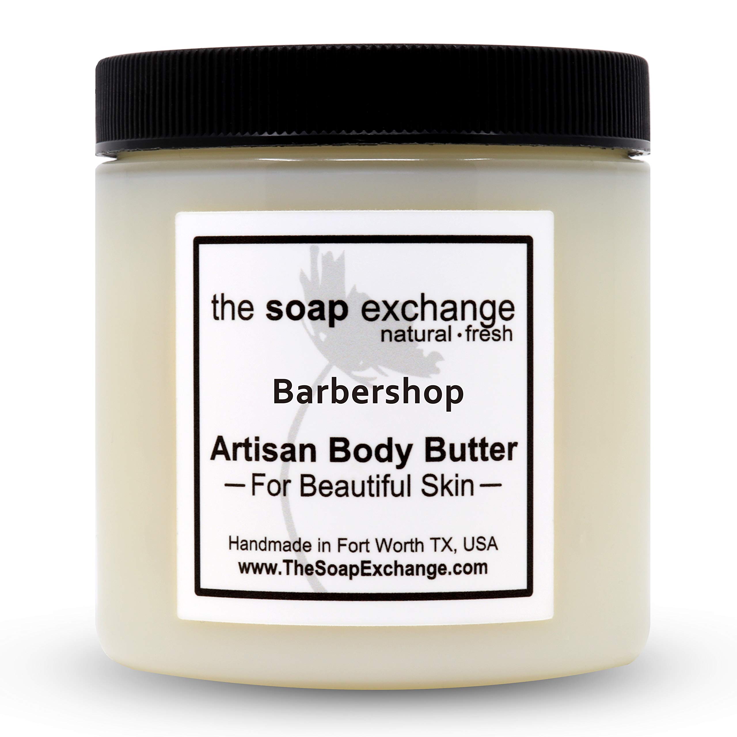 Body Butter - Barbershop Scent - Hand Crafted 4 fl oz / 120 ml Natural Artisan Skin Care, Shea Butter, Aloe Vera, Nourish, Moisturize, & Protect. Made in the USA.