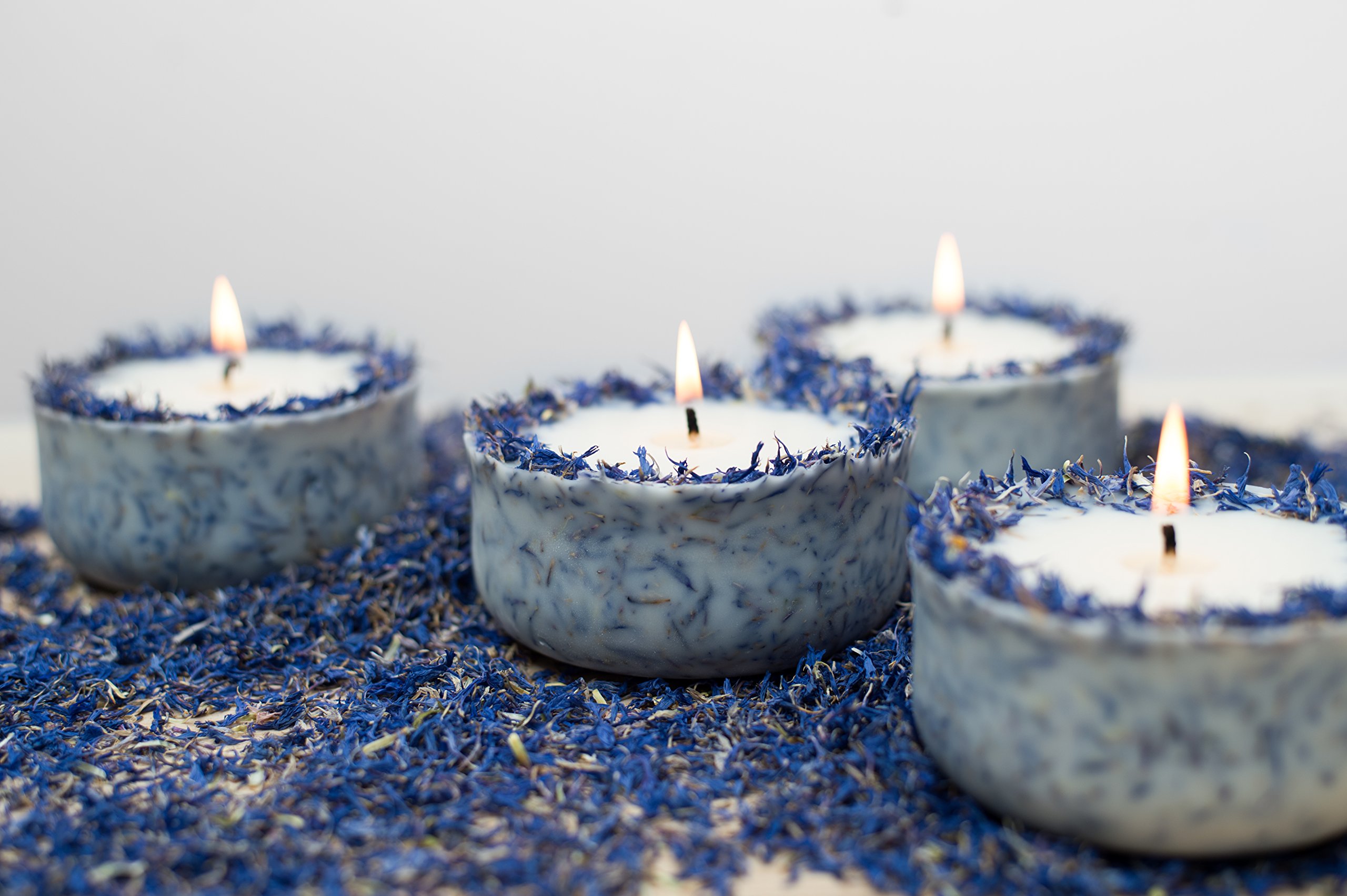 Duftkerze Soja Lavendel Beige Blau Kerze aus Bio Sojawachs vegan ätherisches Lavendel Öl Geschenk Aromatherapie