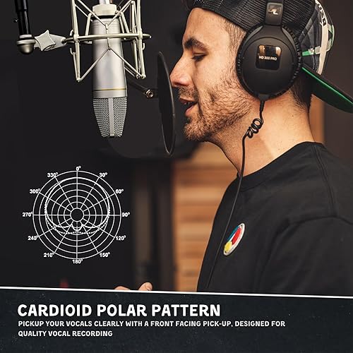 Miniatura 6 de MA-67 Micrófono de condensador de estudio, cápsula de diafragma grande dorada de 1.339 in, incluye filtro Hydro Pop, soporte de choque de metal,