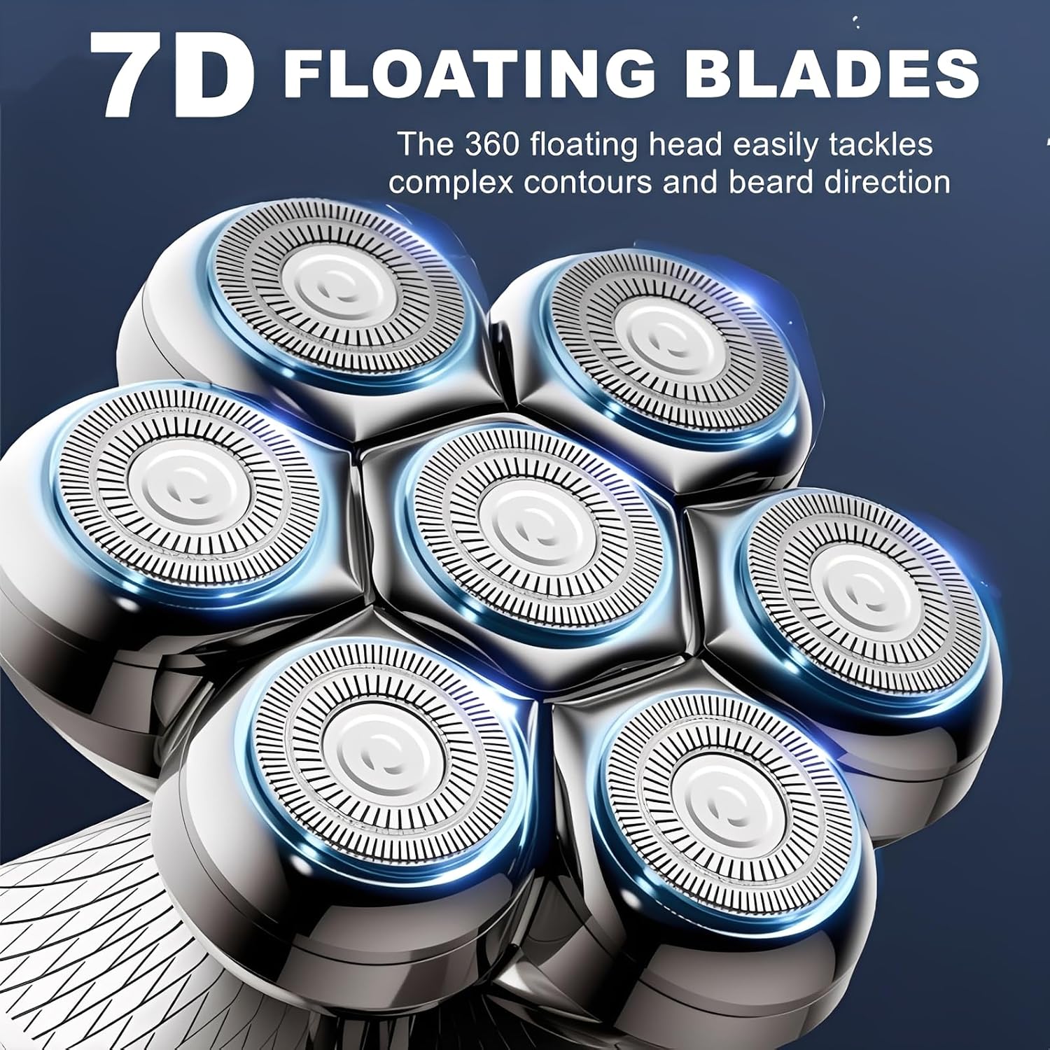 2Pack Fit for SHPAVVER Replacement Heads,7 Blade Floating Head Fit for Cyruzi Replacement Head,Compatible with SHPAVVER/Cyruzi Head Shavers for Bald Men,Magnetic IPX7 Waterproof Shaver Heads.