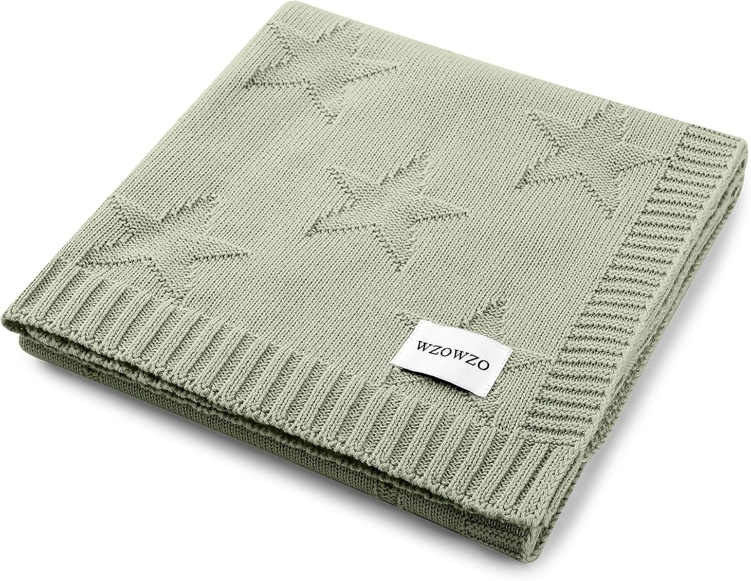 30x40 Inches Knitted Star Jacquard Baby Blanket with Soft Fleece Backing, Warm Skin-Friendly Newborn & Toddler Blanket - Ideal