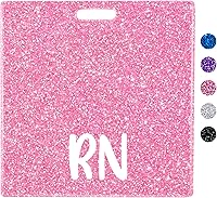 Vista 12 de Plifal RN Badge Buddy - Tarjetero para enfermera, accesorios de enfermería, con purpurina azul claro, horizontal, identificación con nombre