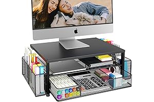 2-Tier Computer Monitor Stand cum Work Desk Organizer, Workspace Desktop Organizers for Office Supplies