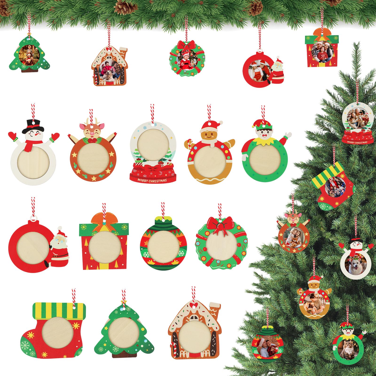 Amazon.co.jp: クリスマス木製フォトフレームオーナメント - 積み込む