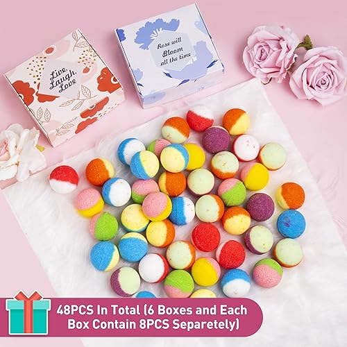 Miniatura 5 de 48 bombas de baño naturales y orgánicas para mujeres y niños, ricas en aceites esenciales, relajación y alivio del estrés, juego de regalo de bombas