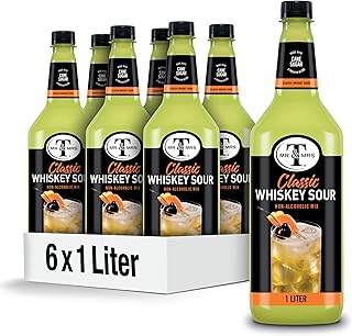 Mr & Mrs T Whiskey Sour Mix, 1 L bottle (Pack of 6), Tart and Sweet Blen...