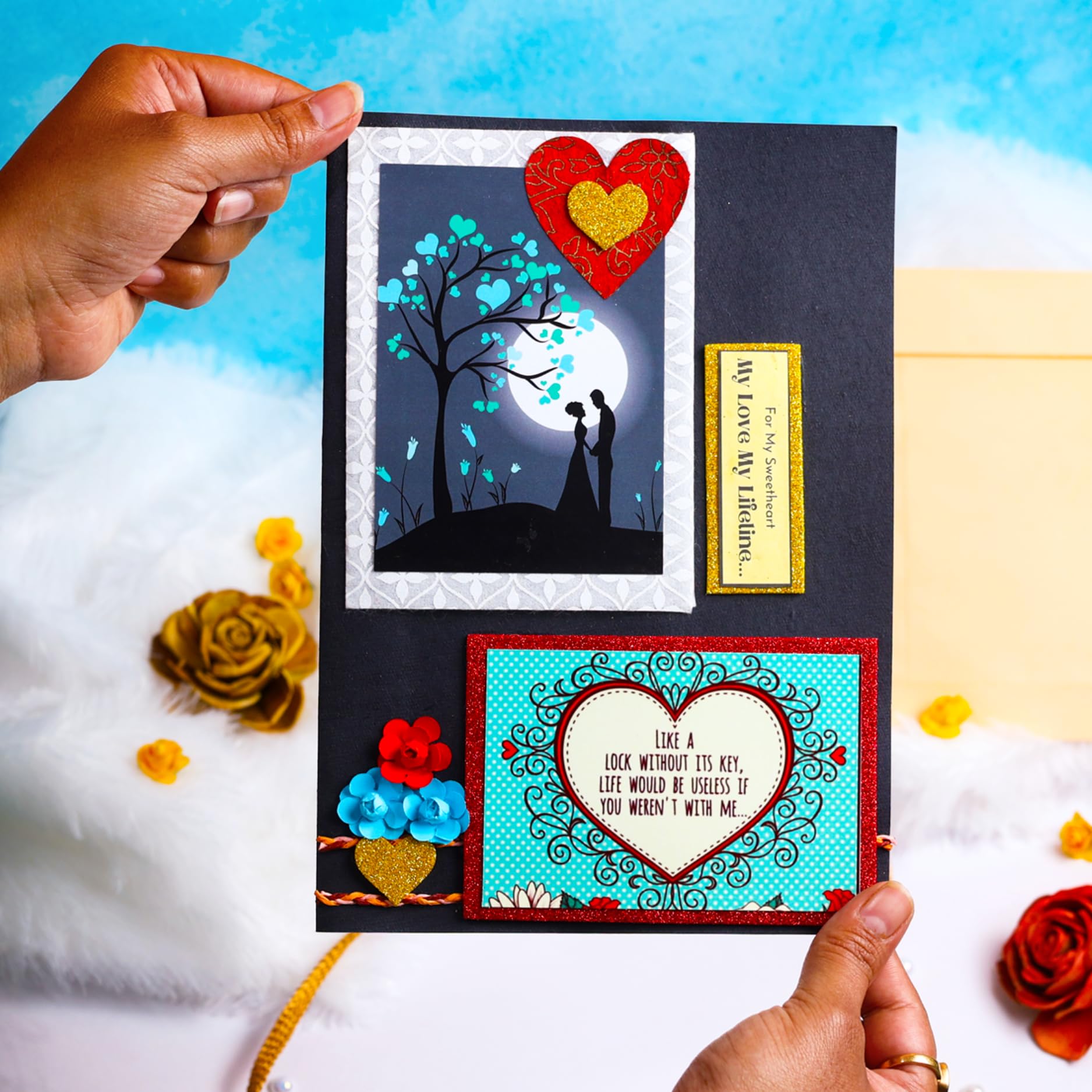 Natal Crafts handmade romantic greeting card includes 8 reasons for Why I Love You Greeting Card for Boyfriend Girlfriend Wife Husband