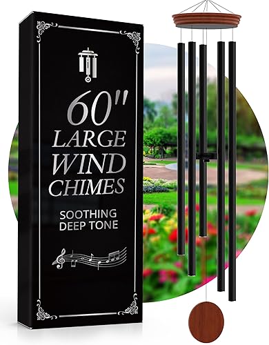 Miniatura 1 de Campanillas de viento extra grandes de 60 pulgadas para tono profundo exterior  Campanillas de viento relajantes de tono profundo para exteriores,