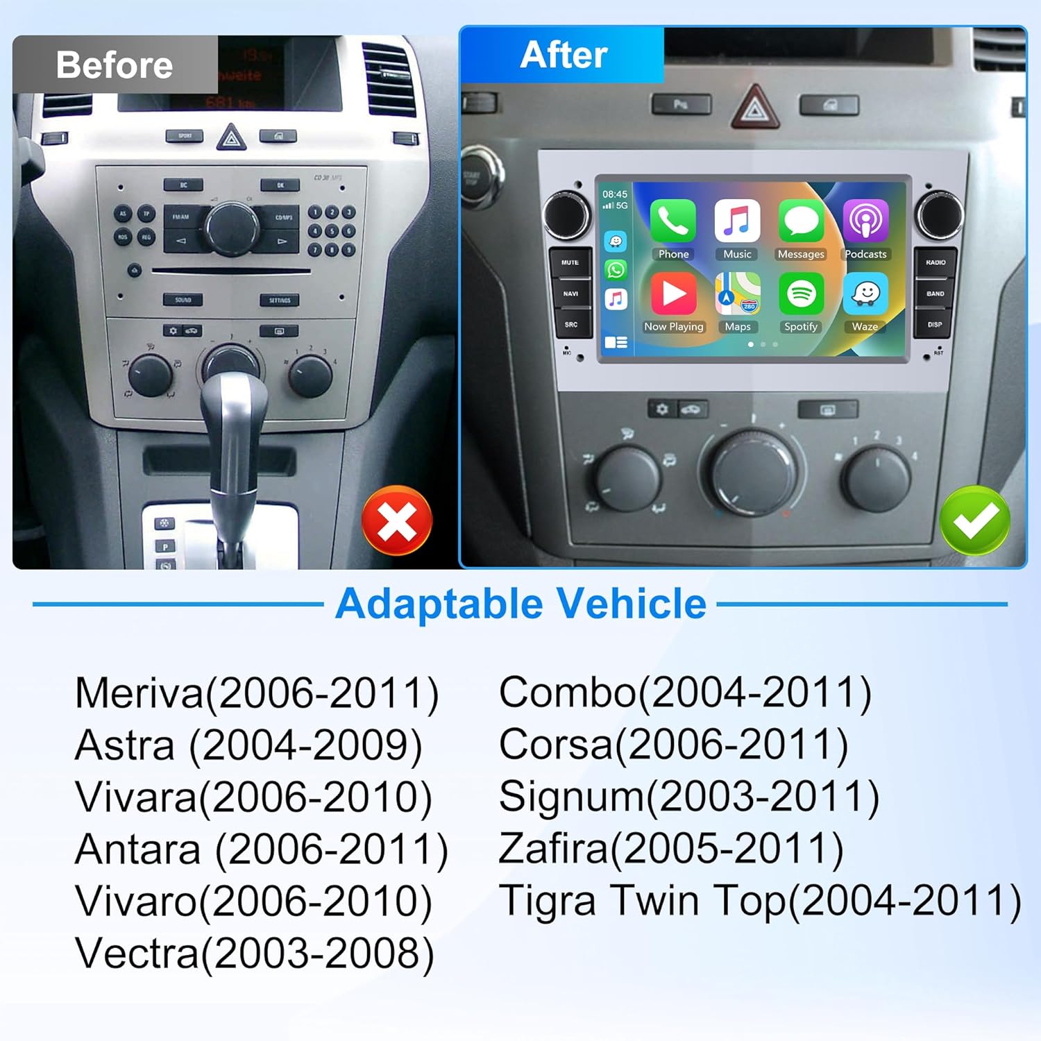 Prima e dopo l'installazione dell'autoradio
