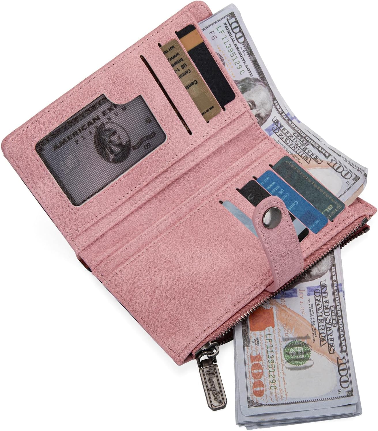 Wrangler Wallet for Women Bifold Card Holder with Zipper and ID Window - Image 5