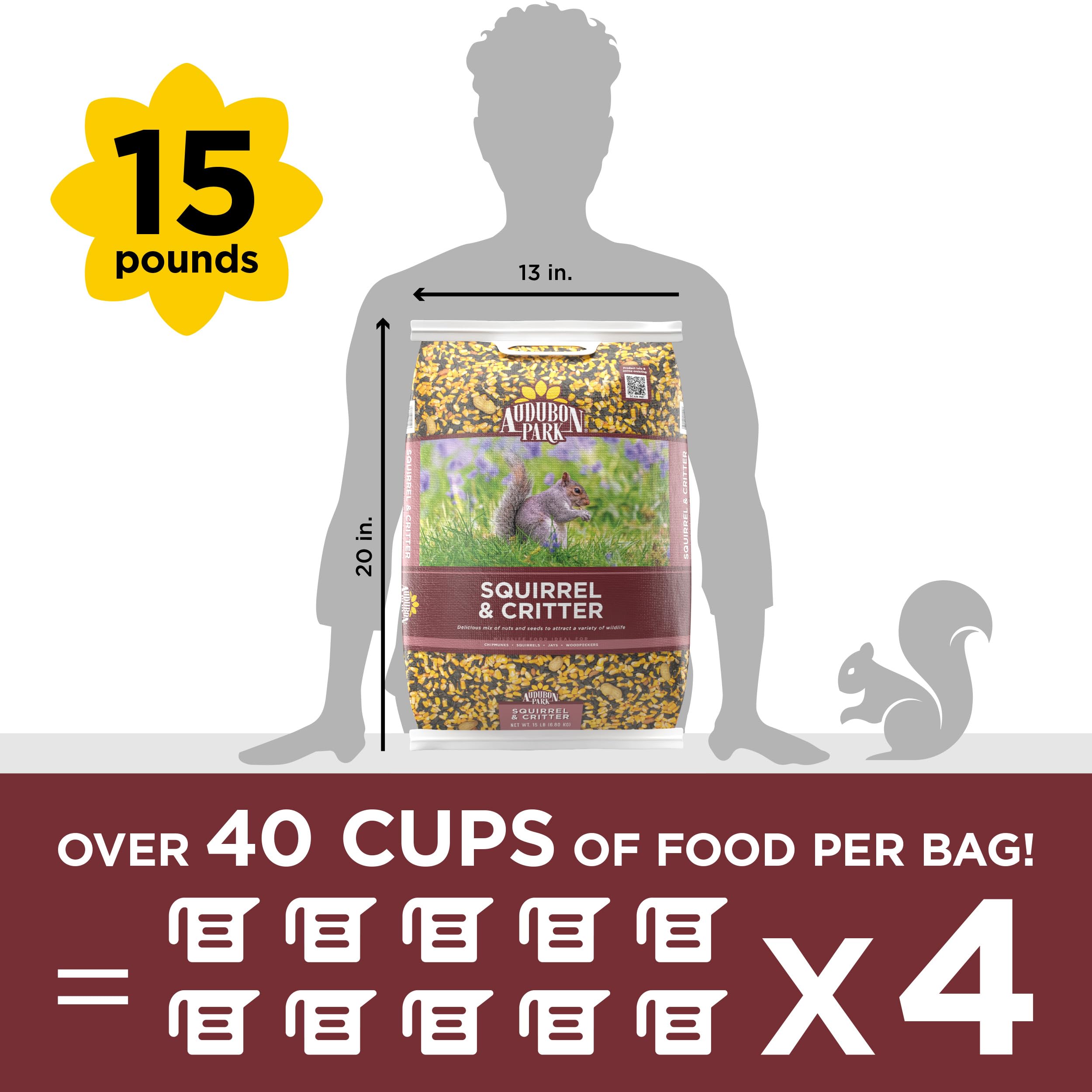Audubon Park Comida para Ardillas y Criaturas, Bolsa de 15 Libras