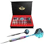 WINSDART Darts Metal Tip Set Professional Metal Darts for Dartboard Steel Tip Darts with Nonslip Iron Barrel Aluminum Dart Shafts,Extra Flights,Dart Sharpener,Gift Box