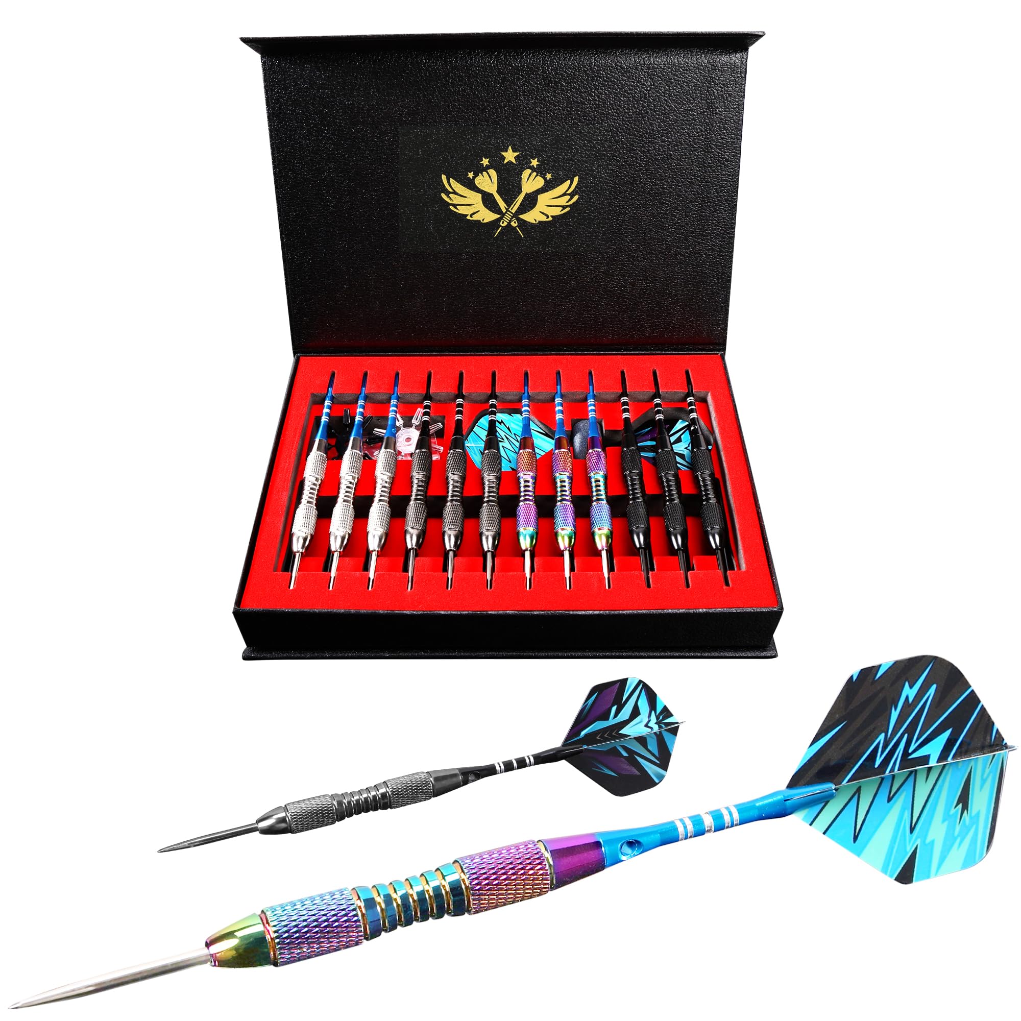 WINSDART Darts Metal Tip Set,Steel Tip Darts,12pcs 22g,Gift Box,Mens Gifts