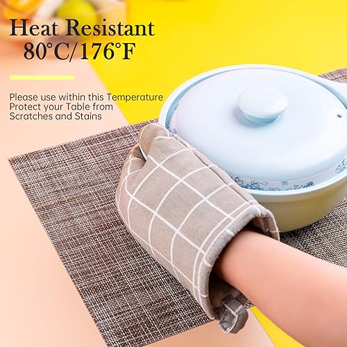 Miniatura 4 de HGMO Juego de 6 manteles individuales lavables de vinilo para interiores y exteriores para mesa de comedor, tapetes de mesa de PVC duraderos