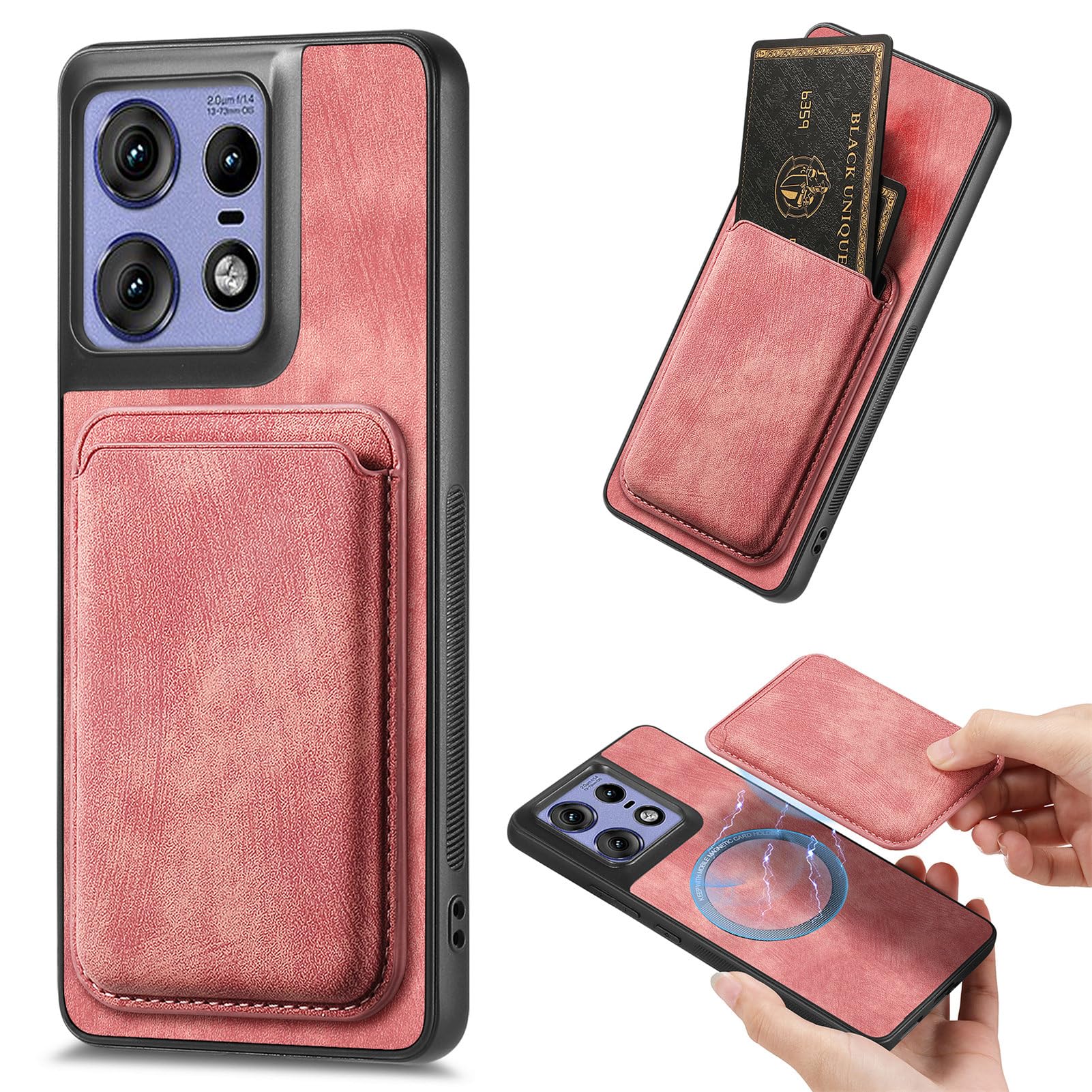 LEMAXELERS Case for Motorola Moto G 5G 2025 Compatible with MagSafe 2 in 1 Detachable Retro Magnetic Leather Wallet Case with Credit Card Slots Cover