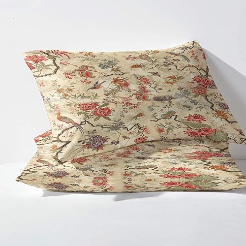 Miniatura 2 de THYUNQ Sábanas florales de pájaros tamaño individual sábanas de flores vintage sábanas y fundas de almohada de microfibra cepillada de 3 piezas