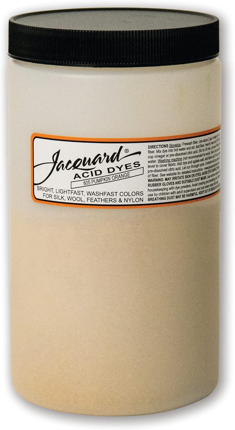 Jacquard Acid Dye - Pumpkin Orange - 1 Lb Net Wt - Acid Dye for Wool - Silk - Feathers - and Nylons - Brilliant Colorfast and Highly Concentrated
