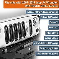 Vista 2 de Hooke Road Insertos de Rejilla Negra Mate Cubierta de Rejilla Frontal de Malla para Jeep JK Wrangler 2007-2015 y Unlimited Wrangler Accesorios