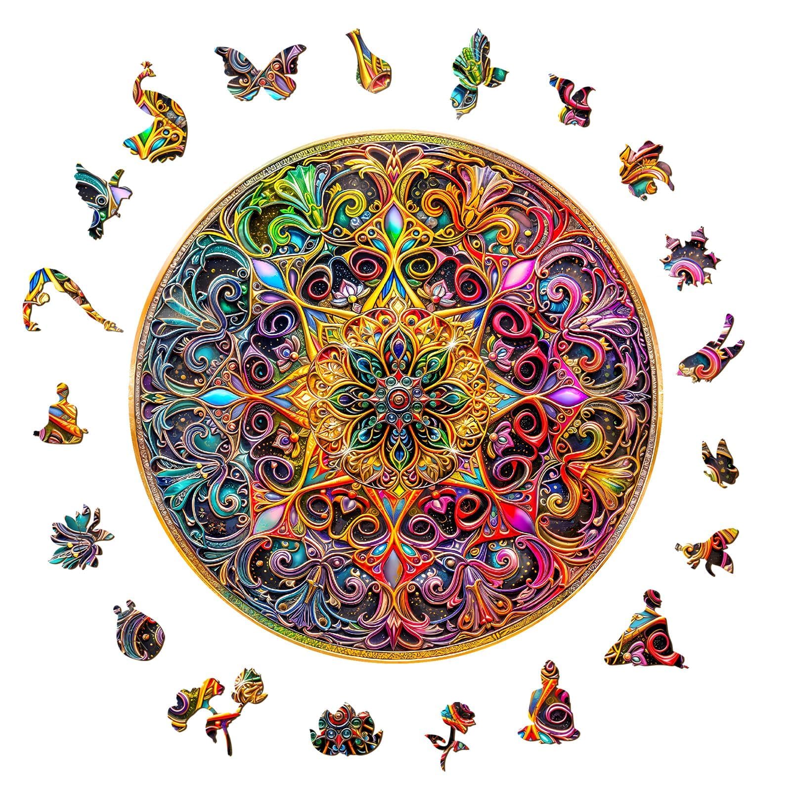 Wooden Puzzles for Adults - Mandala Wood Puzzle, Unique Dreamland Wooden Jigsaw Puzzles for Adults, Wood Puzzles Adult, Perfect for Birthday Gift,