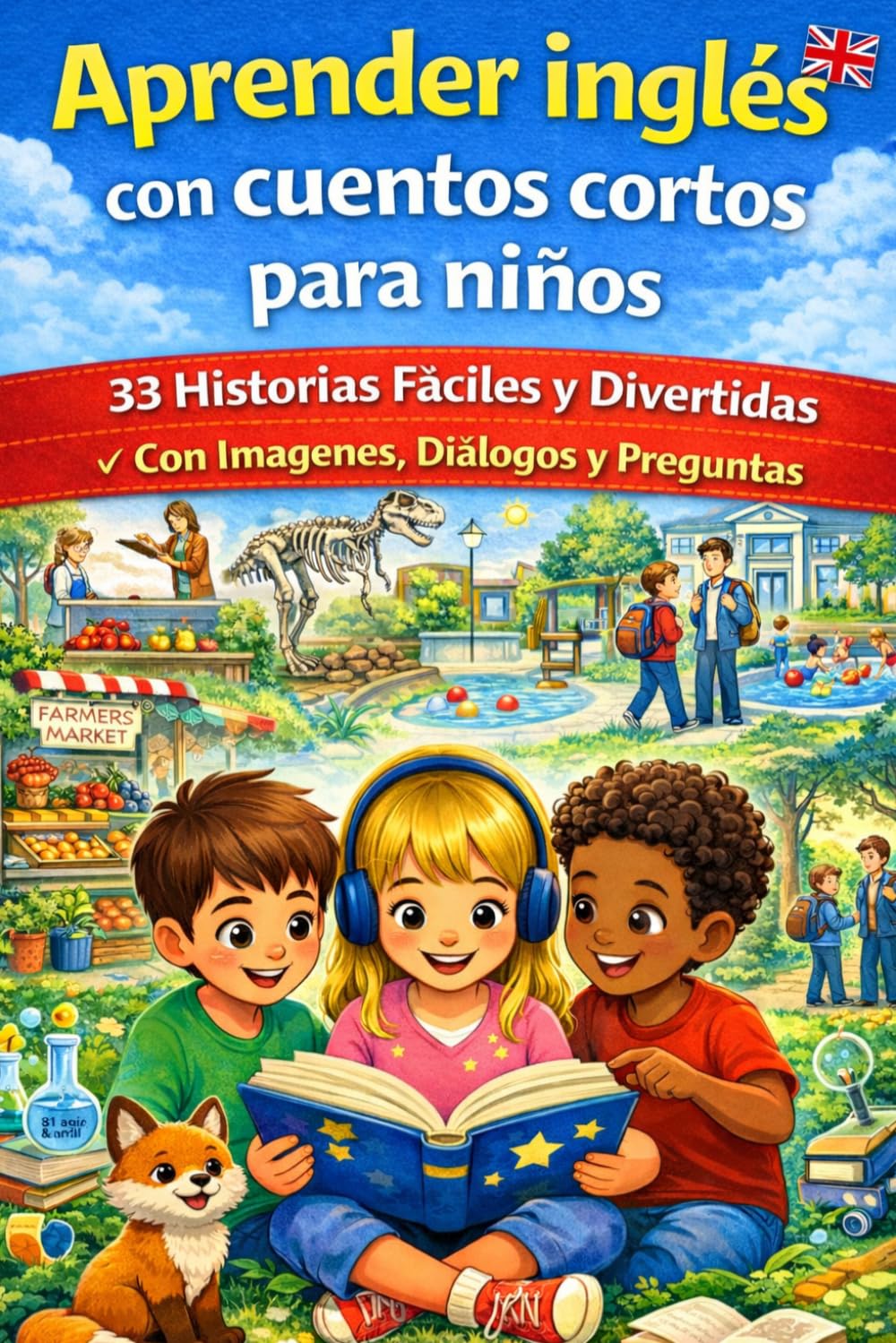 Aprender inglés con cuentos cortos para niños 8+ ans: 33 historias fáciles y divertidas (A2–B1) – Con imágenes, diálogos y preguntas | Ideal para principiantes y primaria (8+ años)