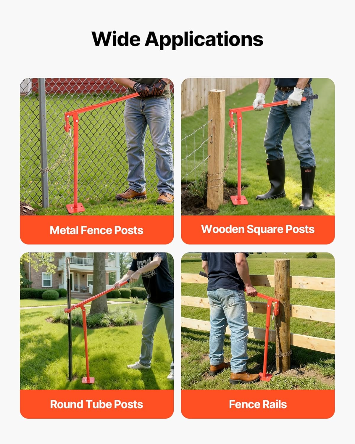 VEVOR 36 in T Post Puller, Heavy Duty Steel Fence Post Puller, 660lb Load Capacity, Labor-Saving T-Post Remover Tool for Round Fence Posts, Sign Posts & Tree Stumps, Lifting Chain Not Included