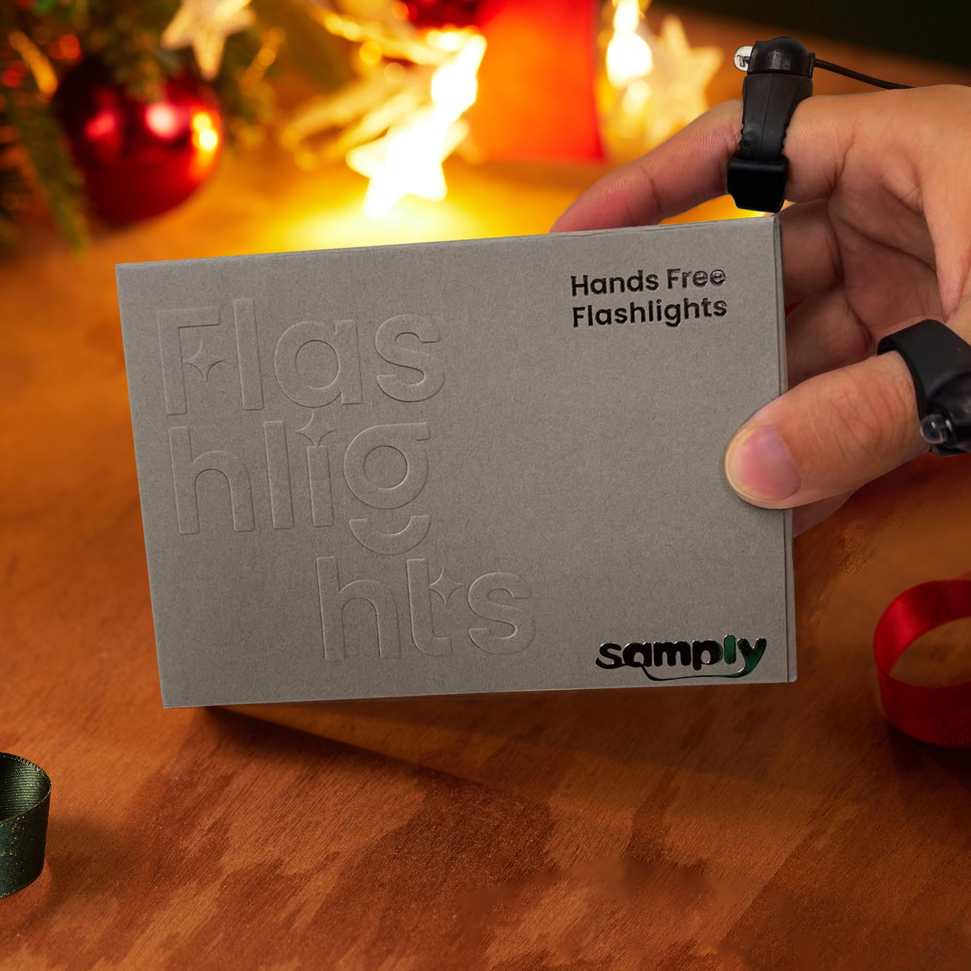 samply Rechargeable LED Flashlight Ring, Hands-Free Light for Men, Ideal Stocking Stuffer, Fathers' Day, Christmas, Birthday Gift for Dad, Husband, Boyfriend, Great for Camping, Fishing, Repairs