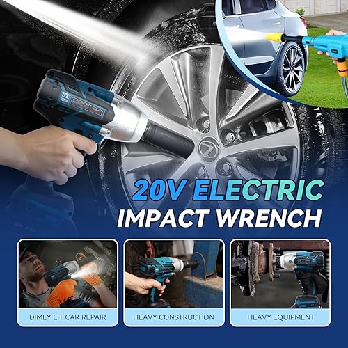 Miniatura 4 de Lavadora a presión inalámbrica y llave de impacto eléctrica de 1000 Nm con batería y cargador, controlador eléctrico para automóvil, hogar, proyecto