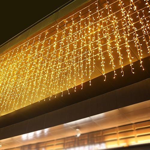 Miniatura 4 de Luces LED de Navidad de carámbanos, 16.4 pies, 112 luces LED, cortina extensible, 8 modos, parpadeante, novedosa, Navidad, larga ventana, cadena de