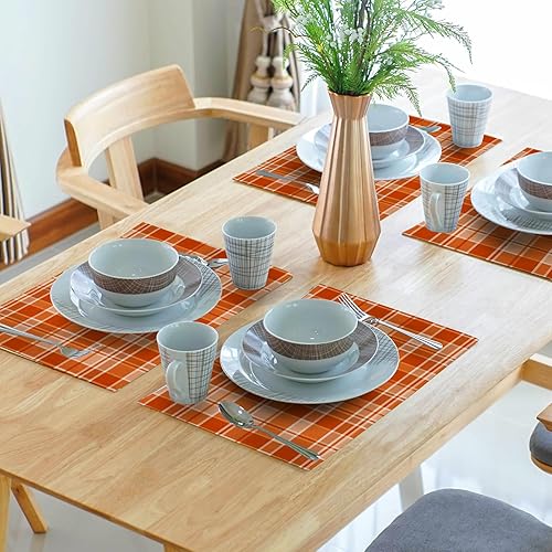 Miniatura 31 de Juego de 4 manteles individuales de arpillera con hojas de otoño, 12 x 18 pulgadas, calabazas de acuarela, Acción de Gracias, decoración de otoño