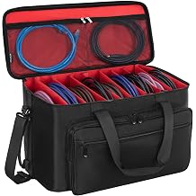 AKOZLIN Travel Gig Band Cable File Bag DJ Cord Organizer Case for Laptop, DJ Gear, Sound Instrument, Musicians Accessories, Black-Red