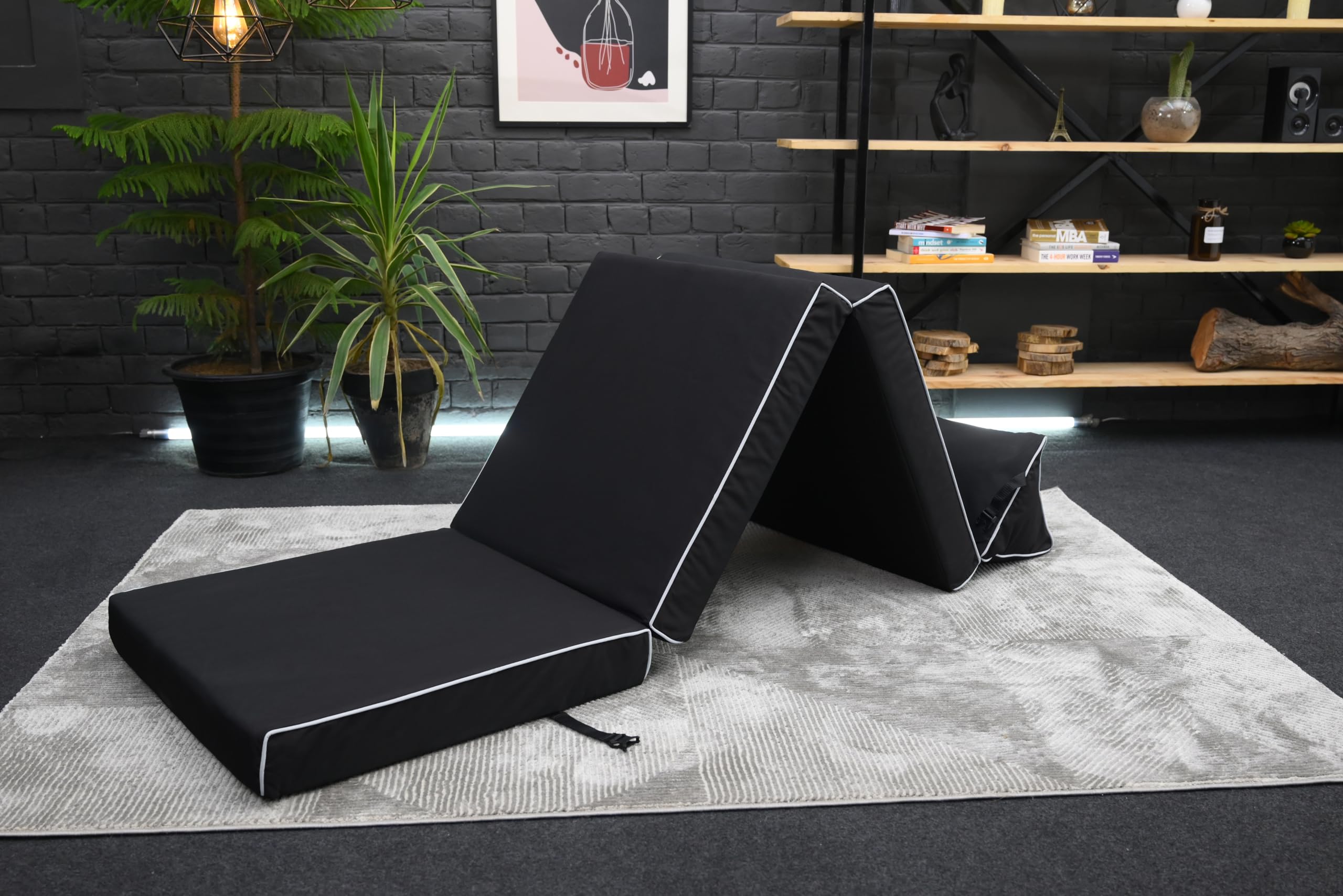 Game Over Materasso Pieghevole a Z Bed 218x64cm Materasso Pieghevole per Interni e per Esterni Divano Letto, Set Futon per le Serate di Gioco, Ottimo per i Sleepover e Gli Ospiti (Fumo Cosmico)