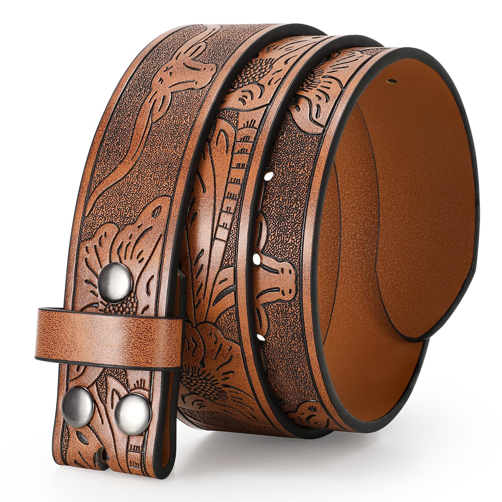 TRIWORKS Western Belts for Men without Buckle Cowboy Cowgirl Leather Mens Belts for Jeans