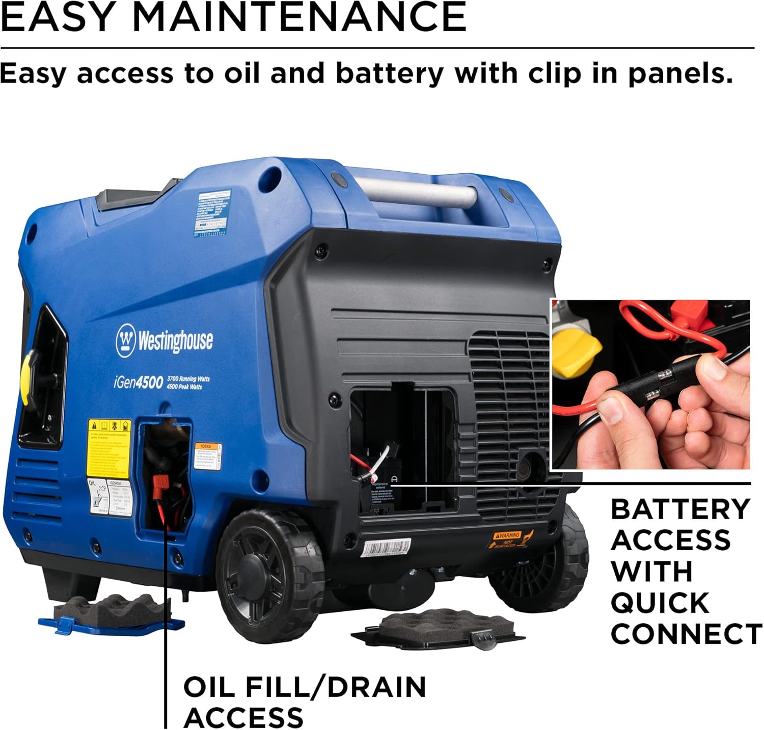 Westinghouse Outdoor Power Equipment 4500 Peak Watt Super Quiet Portable Inverter Generator, Remote Electric Start with Auto Choke, RV Ready 30A Outlet, Gas Powered, CO Sensor, Parallel Capable : Patio, Lawn & Garden