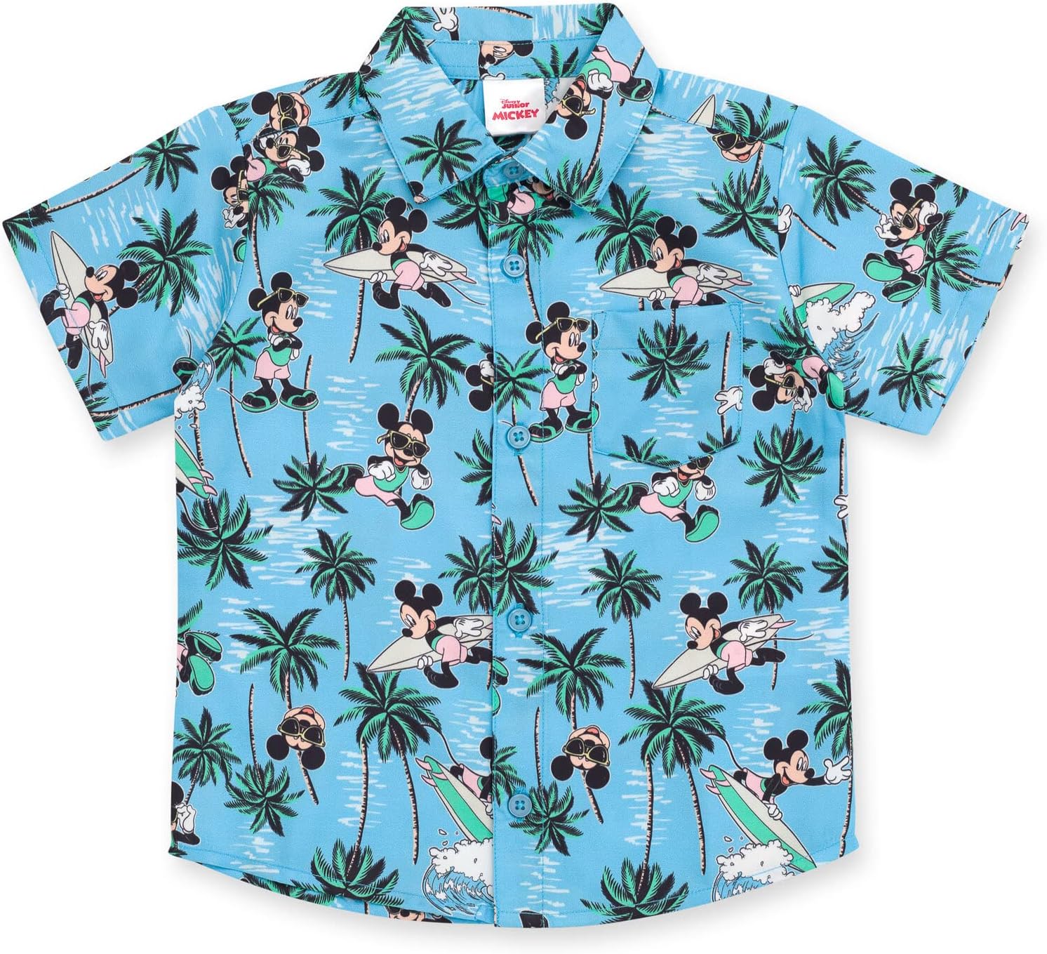 Disney Mickey Mouse Minnie Mouse Hawaiian Button Down Shirt and Shorts Outfit Set Toddler to Big Kid Sizes (2T - 14-16) - Image 4