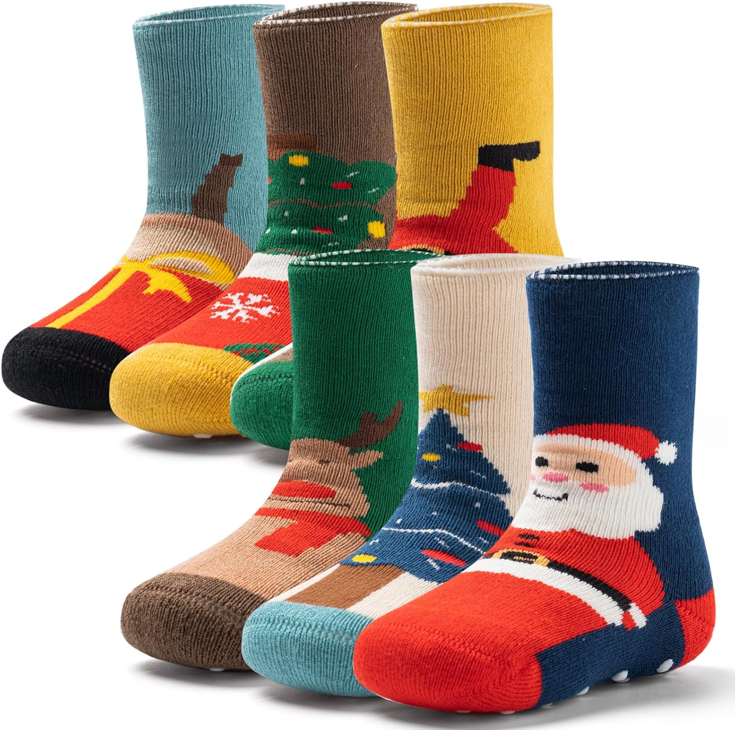 Baby Non Slip Warm Socks Baby Boys Thick Winter Socks with Grips for Baby Girls Non Skid Socks 6 Pack