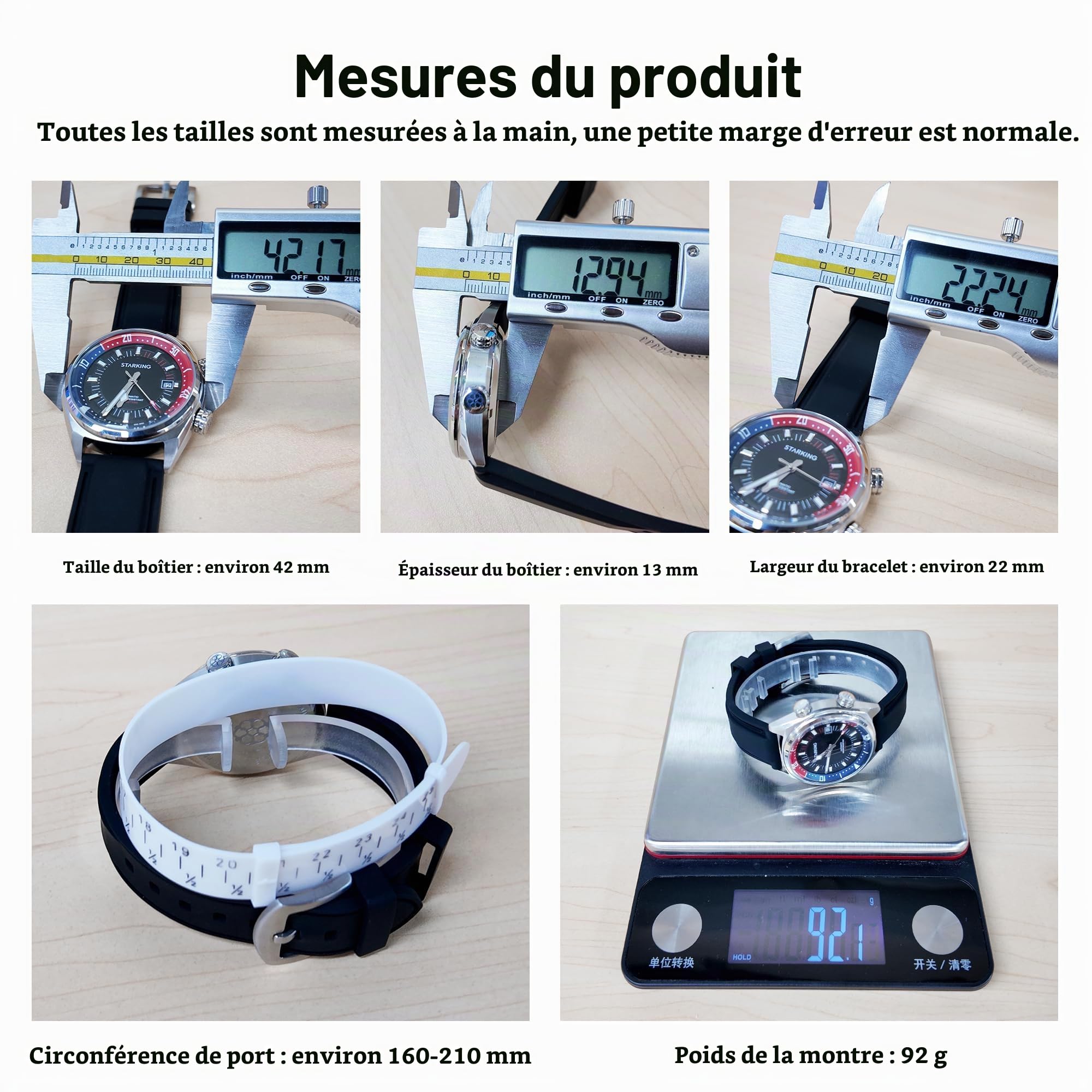 STARKING Montre de plongée pour homme, montre mécanique automatique tendance pour homme, étanche 10AMT, montre bracelet en silicone confortable en verre saphir lumineux, cadeau d'anniversaire de luxe
