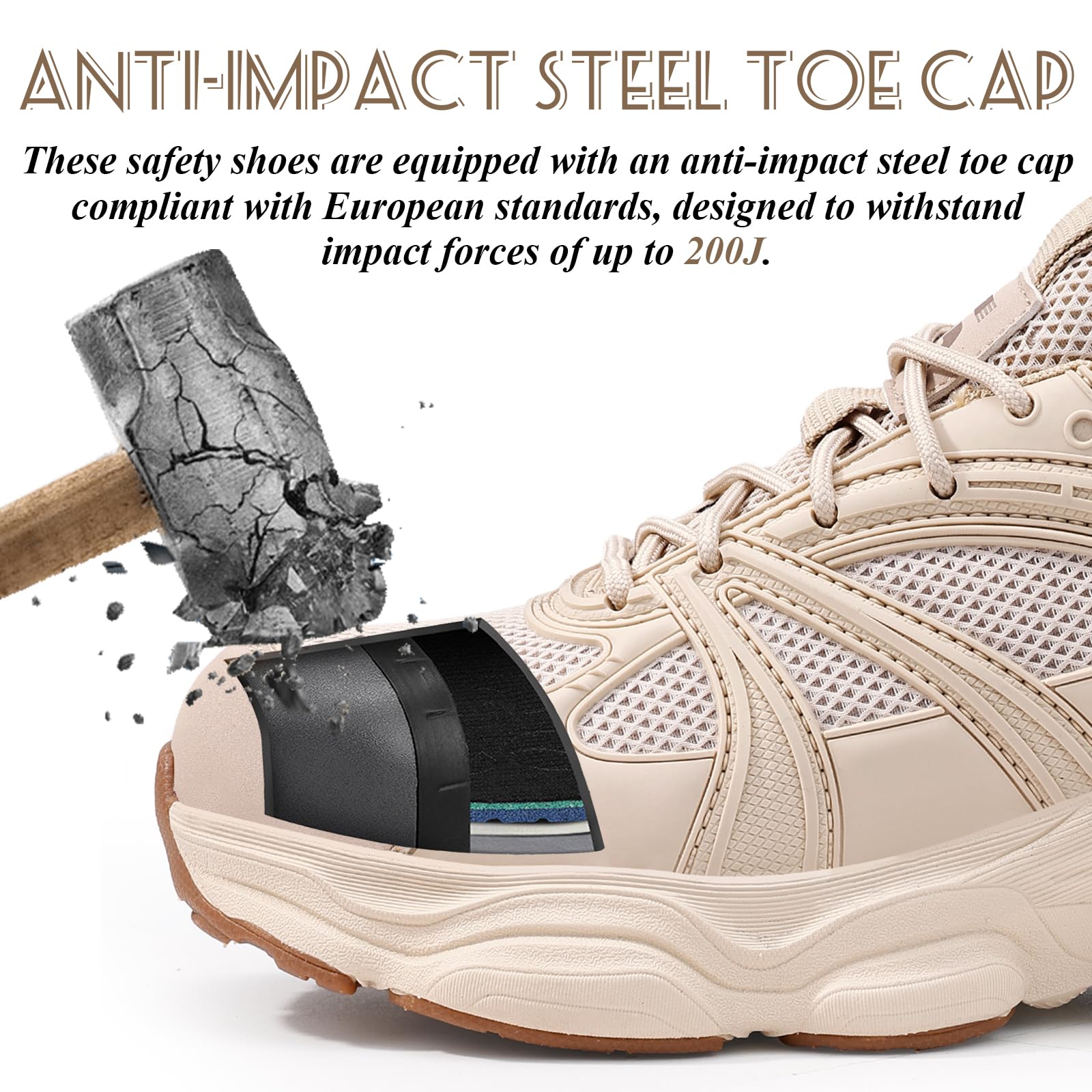 Zapatillas de Seguridad Hombre Mujer Zapatos de Seguridad con Puntera de Acero Ligero Antideslizante Zapatillas Trabajo Transpirable Comodo