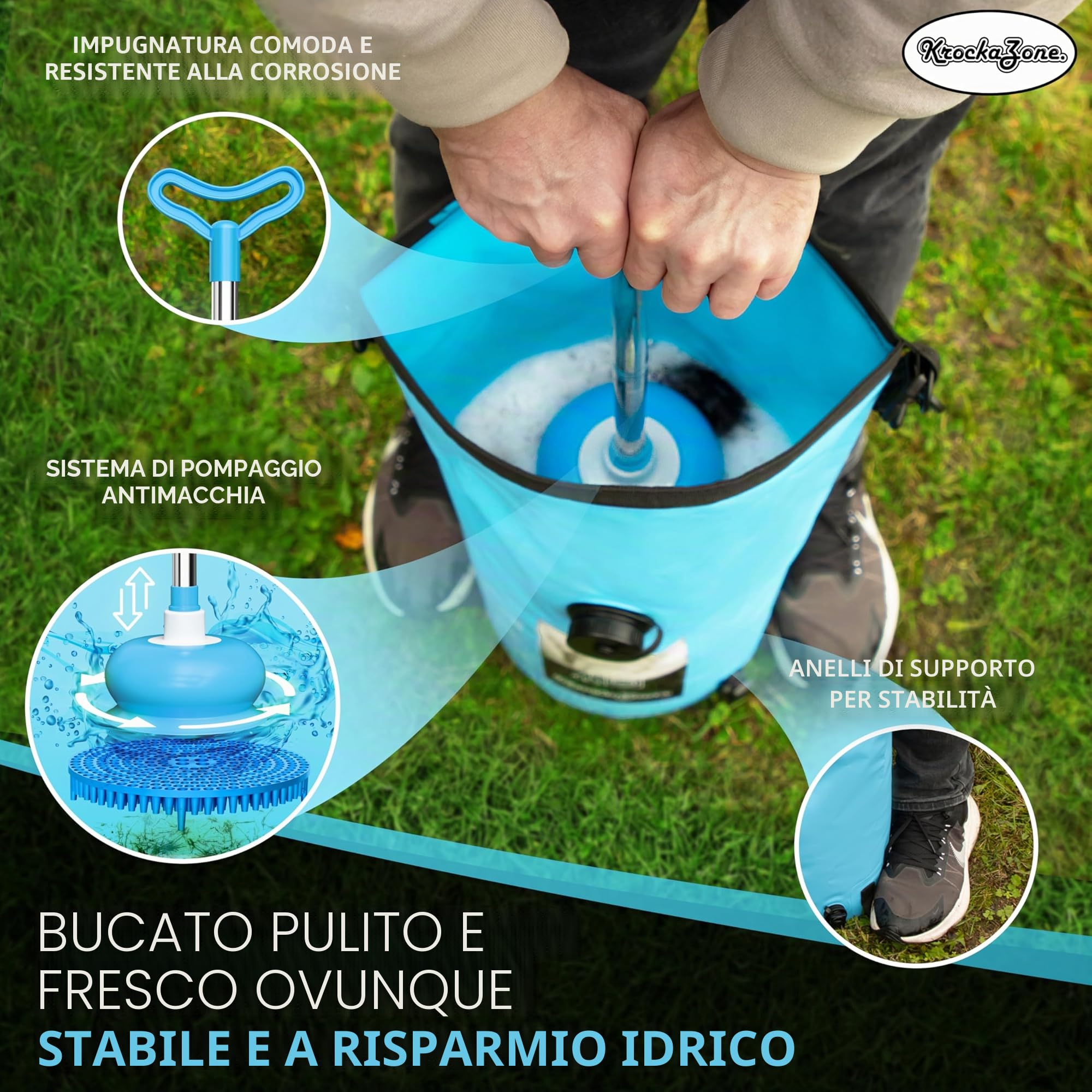 Lavatrice portatile senza corrente – Set pieghevole per lavabo, piccolo e leggero per il lavaggio a mano, lavatrice da viaggio, mini borsa per il lavaggio a mano, per campeggio, viaggi, vacanze