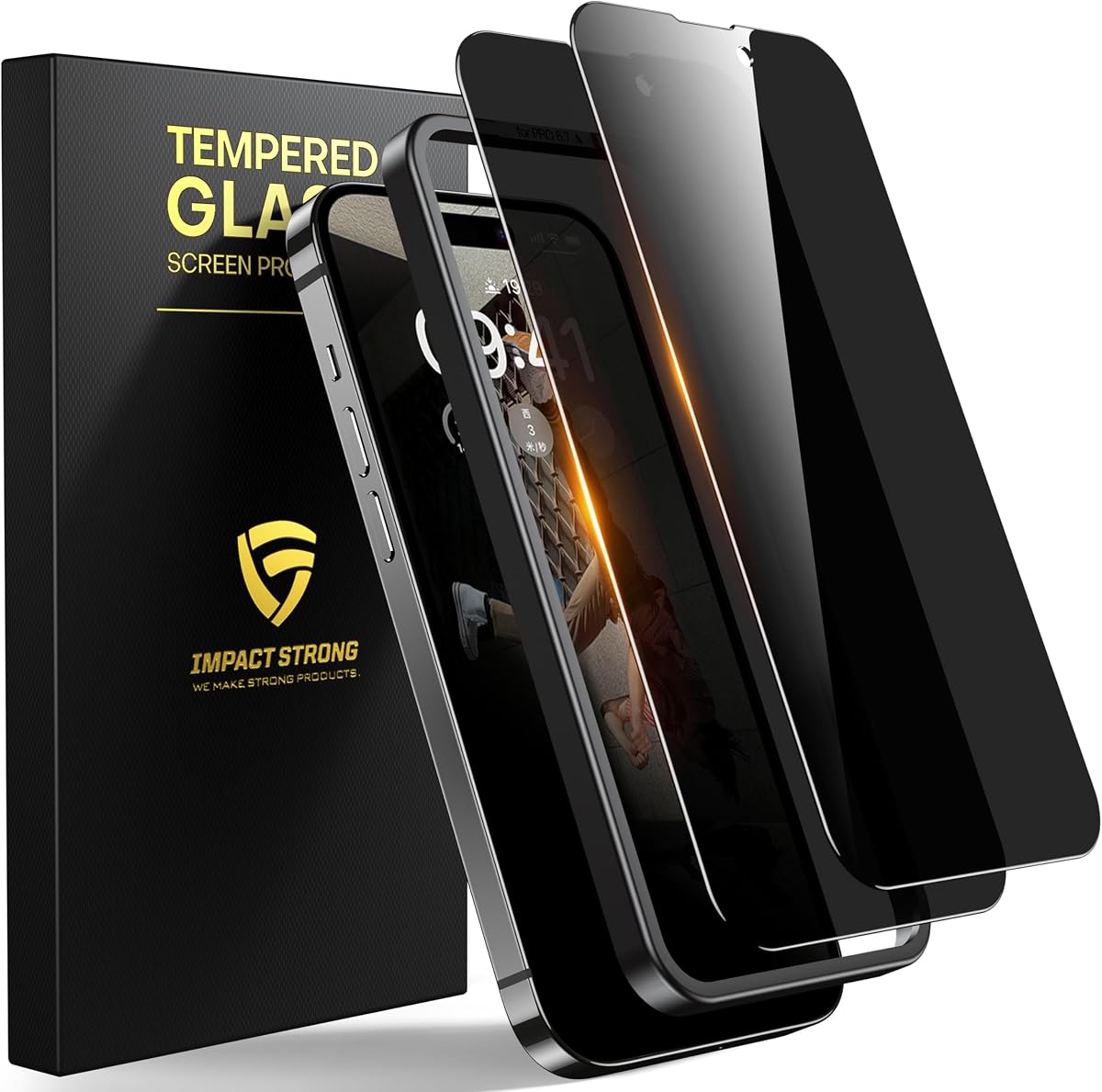 ImpactStrong Protector de pantalla de privacidad antiespía para iPhone 14 Pro Max (6,7 pulgadas), vidrio templado 9H, resistente a roturas, antiarañazos, kit de fácil instalación, compatible con fundas, paquete de 2