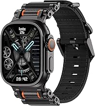 TAURI Correa de metal acero inoxidable Compatible con Apple Watch Ultra 2/1 49 mm,iWatch Series 10/9/8/7/6/SE/5/4 46 mm/45 mm/44 mm,innovadora correa de ajuste con rodillo Correa de repuesto