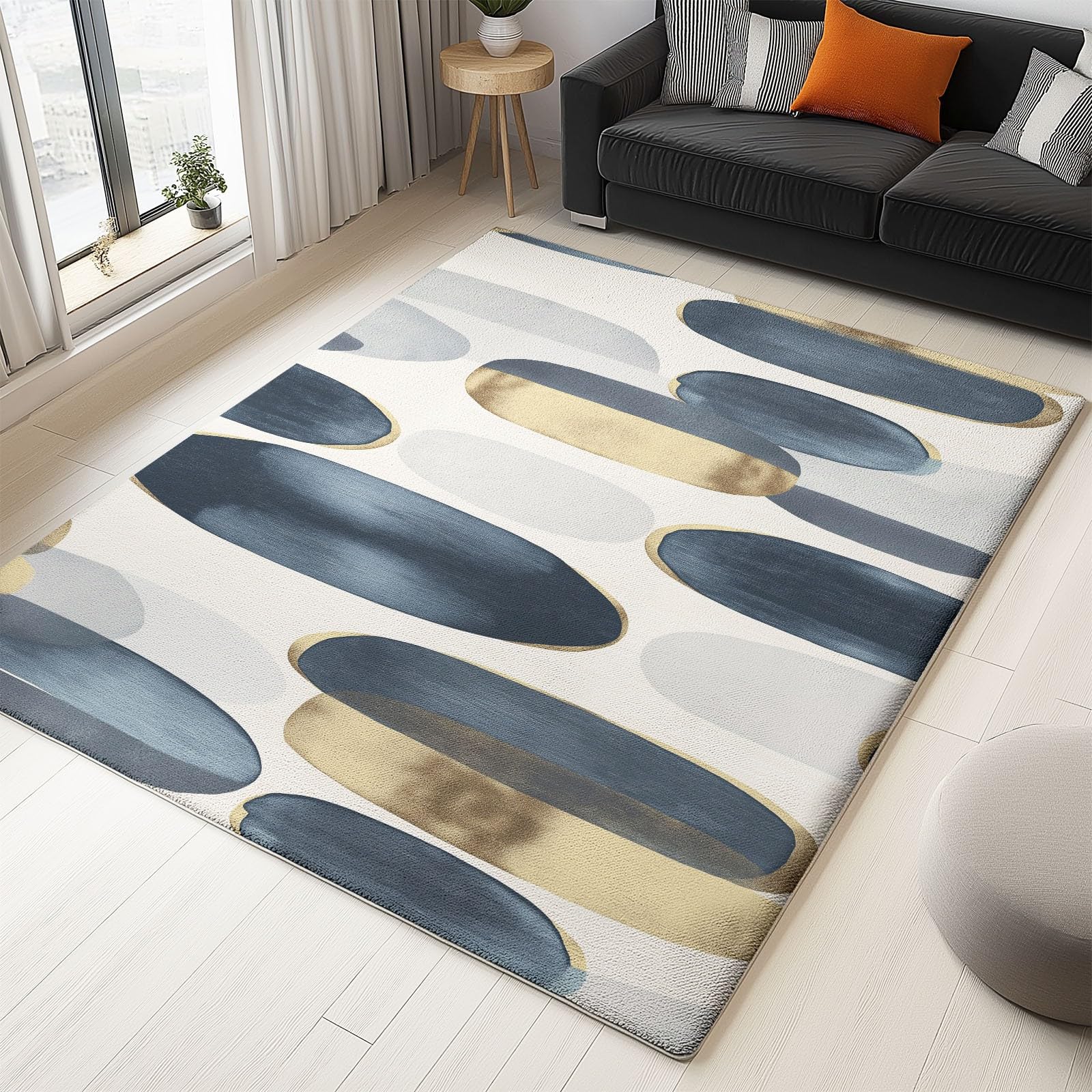 Area Rug Living Room Rugs 3x5 ft Bohemian Style Oval Ultra Soft Washable Area Rug, Indoor Non-Slip Carpet for Nursery Kids Girls Boys Teen Dorm Home