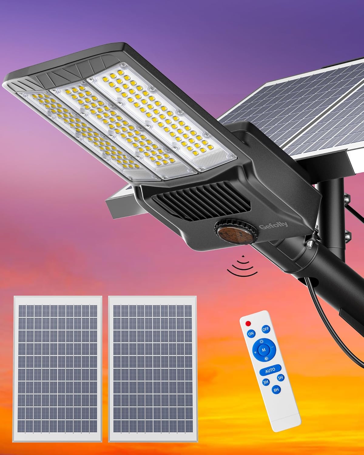 Gefolly SL-10000W Solar Street Lights Outdoor, 600000LM Commercial Parking Lot Light Dusk to Dawn IP67 Waterproof 6500K Security Flood Lights with Motion Sensor Lamp for Yard, Road Gefolly SL-10000W Solar Street Lights Outdoor, 600000LM Commercial Parking Lot Light Dusk to Dawn IP67 Waterproof 6500K Security Flood Lights with Motion Sensor Lamp for Yard, Road